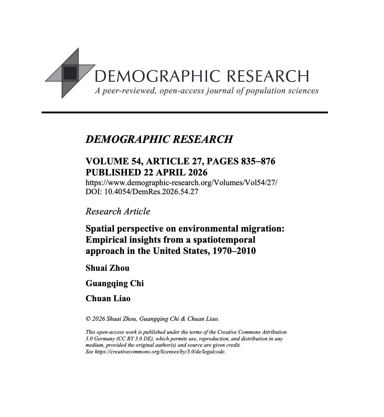 Spatial perspective on environmental migration: Empirical insights from a spatiotemporal approach in the United States, 1970–2010